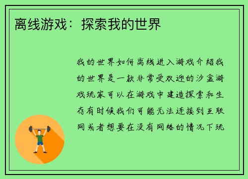 离线游戏：探索我的世界